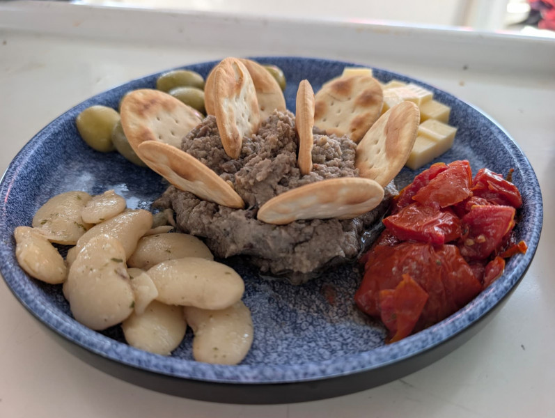 Typical delicious starter Maltese Platter to enjoy while cruising between Sliema and Comino